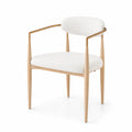 Chaise en bois et métal avec tissu bouclé blanc