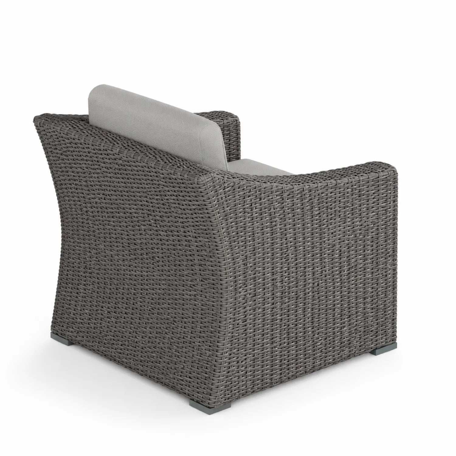 Fauteuil en résine tressée gris avec coussin en polyester