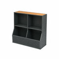 Étagère en métal gris avec plateau en bois