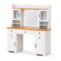 Coiffeuse en Bois Blanc avec Miroir LED et 6 Tiroirs