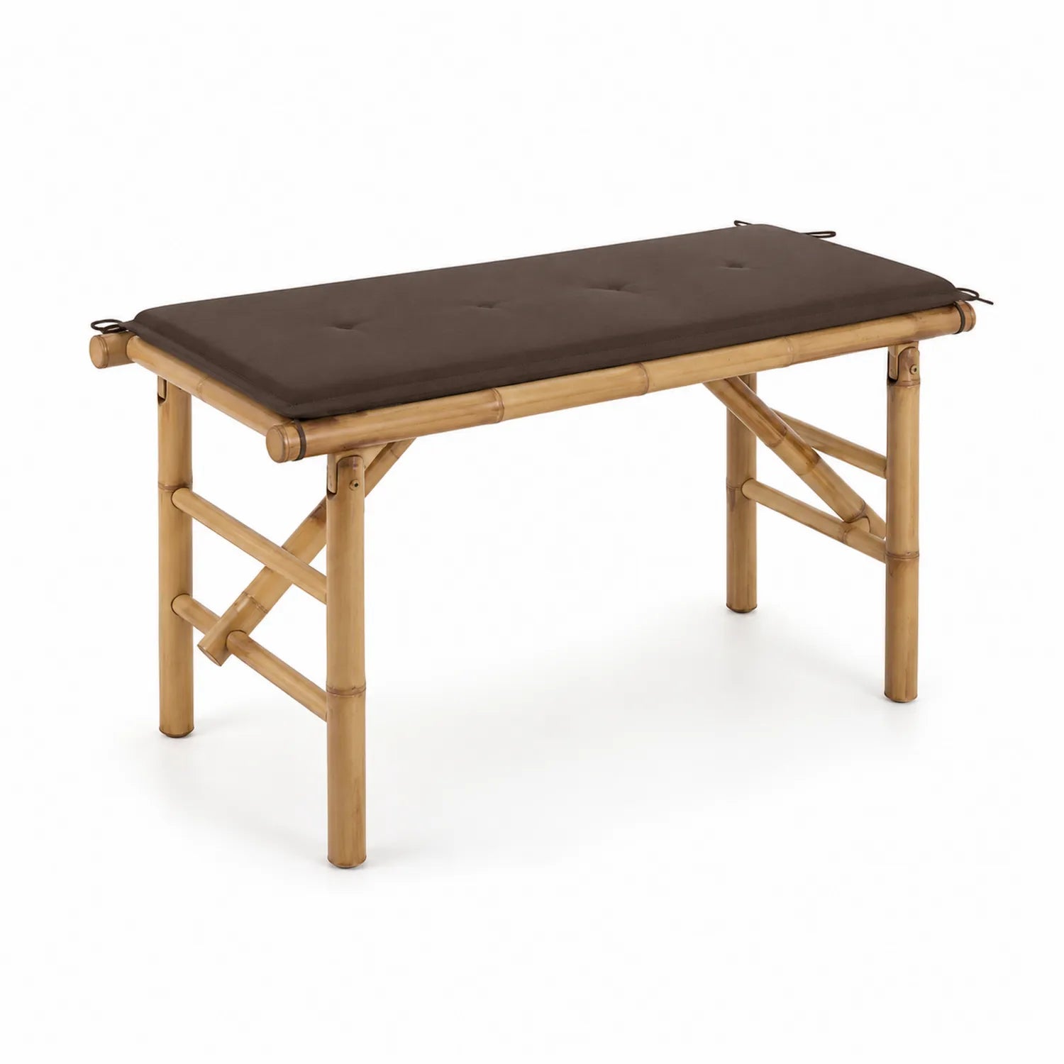 Banc en bambou avec coussin brun