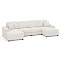 Canapé d'angle modulable en tissu blanc