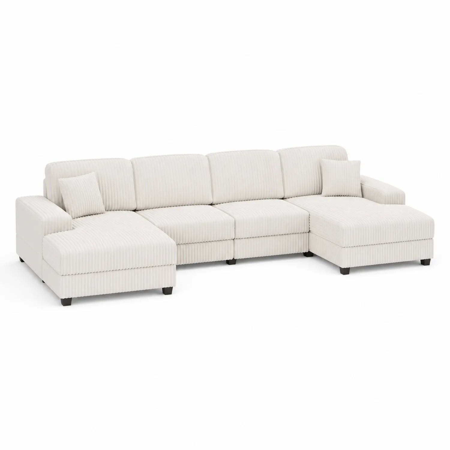 Canapé d'angle modulable en tissu blanc