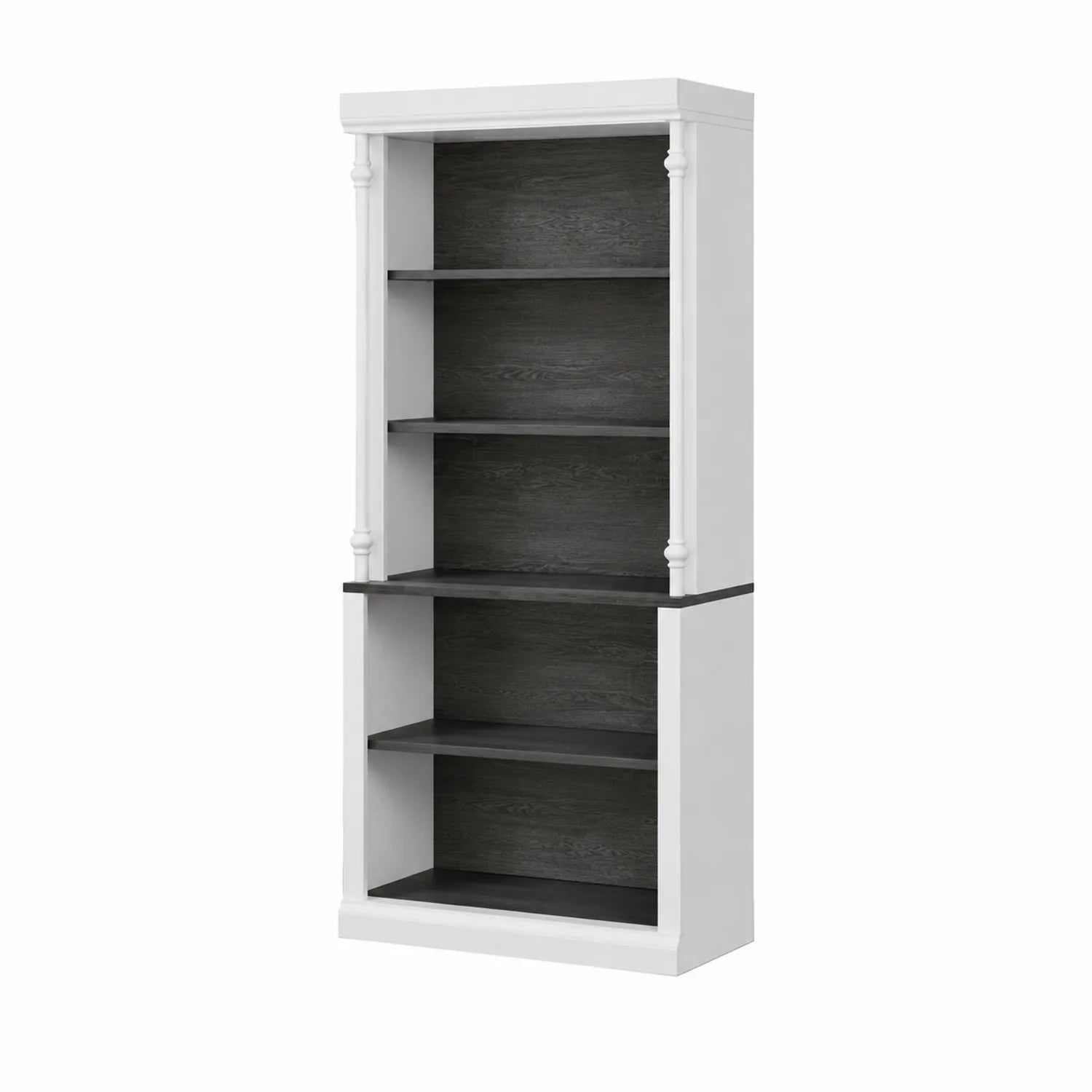 Bibliothèque 5 étagères en bois mélaminé avec panneaux foncés