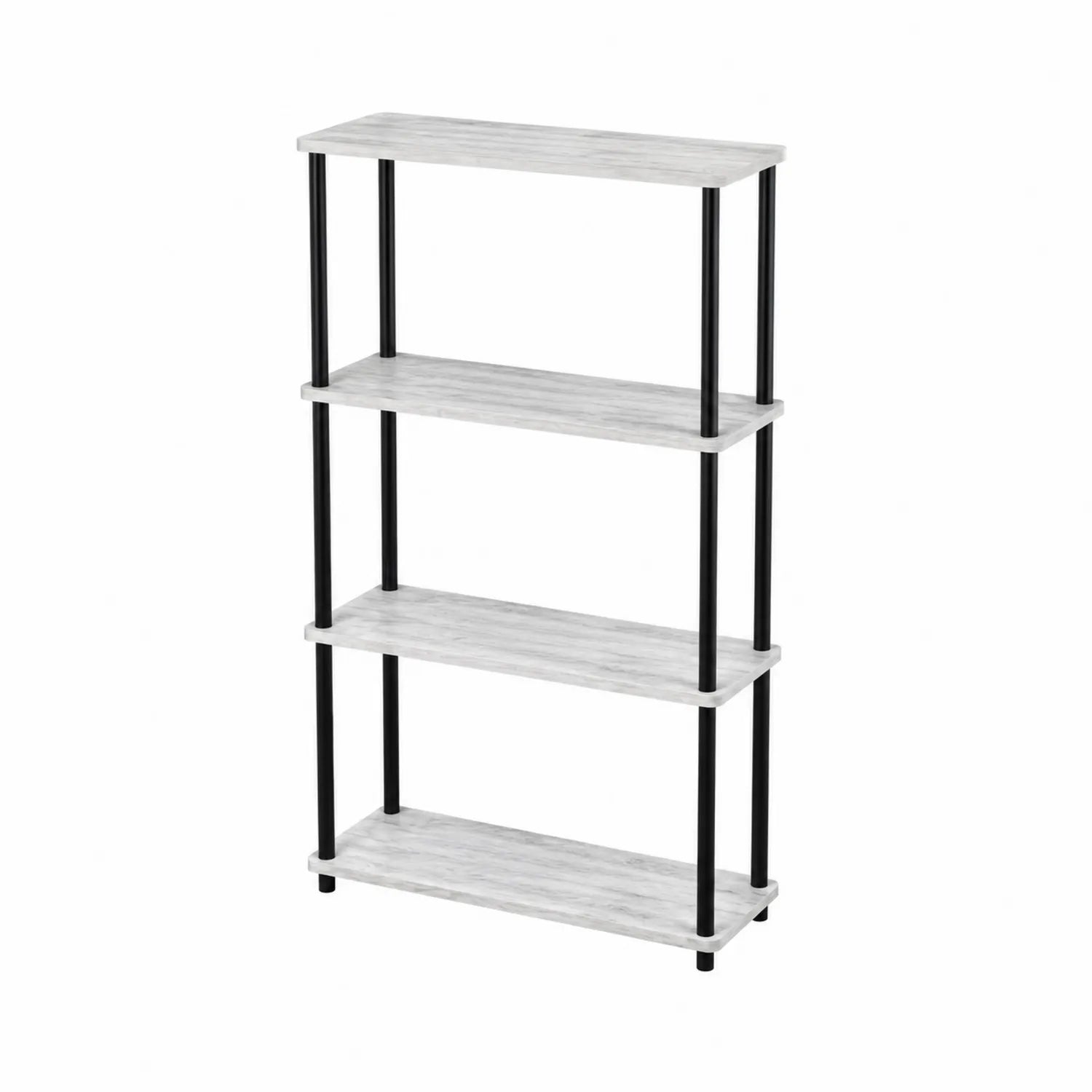 Étagère 4 Niveaux MDF et Métal Blanc/Noir