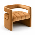 Fauteuil en velours avec accoudoirs en Marron, 75x65x70 cm