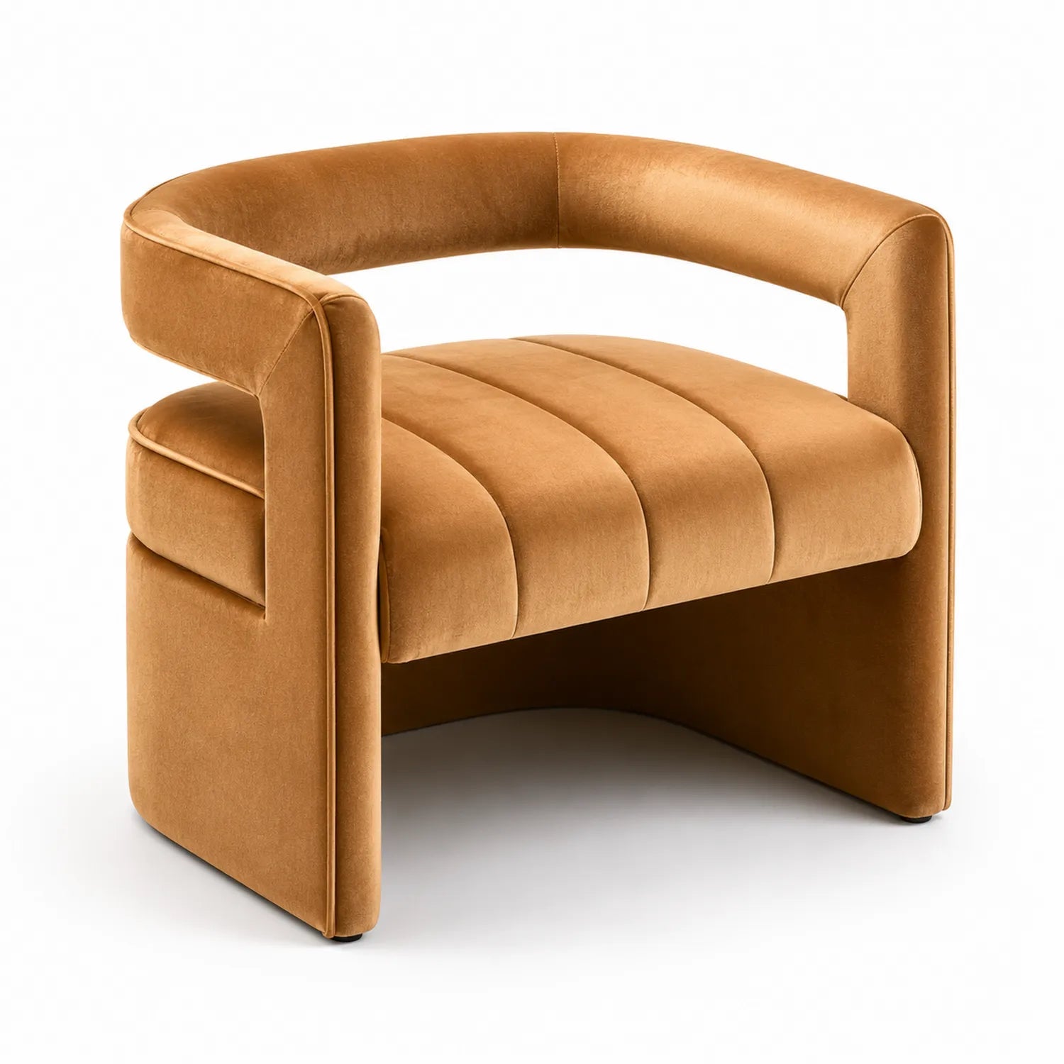 Fauteuil en velours avec accoudoirs en Marron, 75x65x70 cm