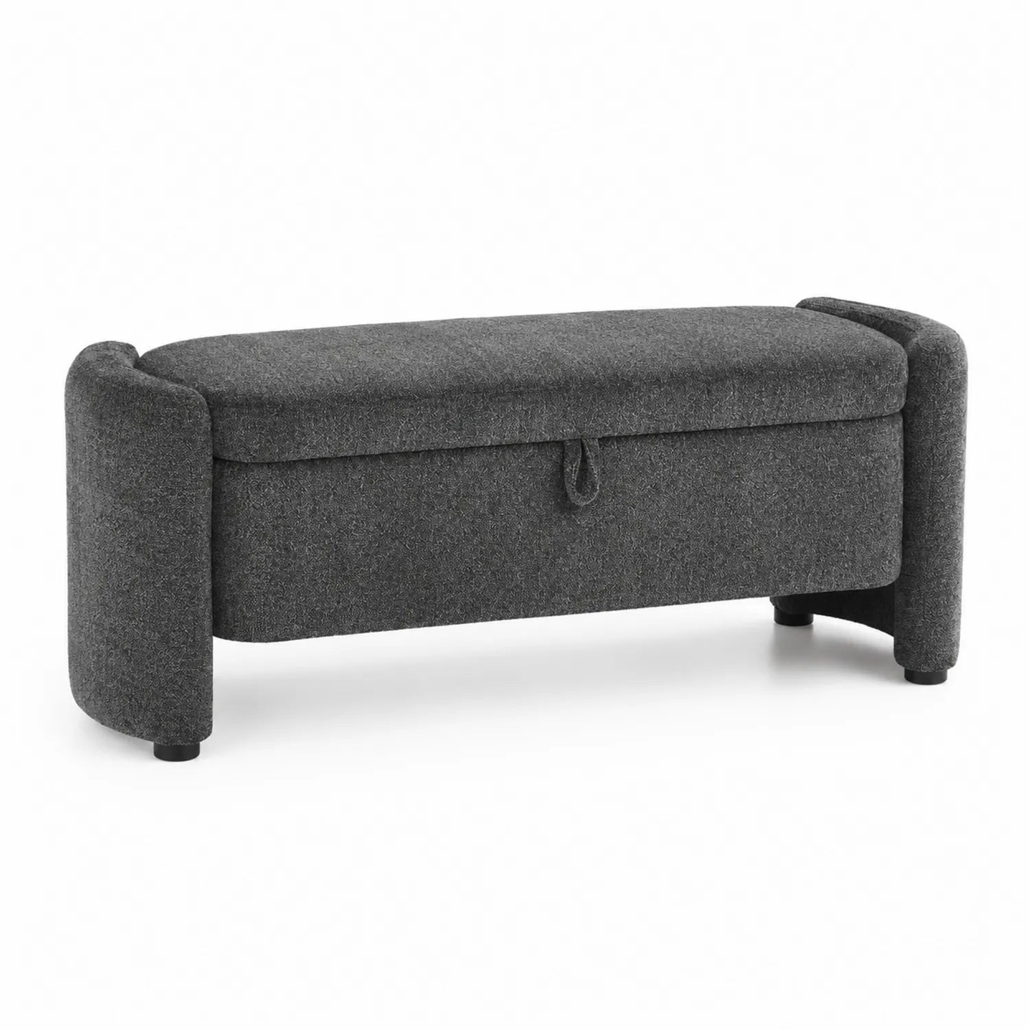 Banc en tissu avec rangement intégré Gris foncé