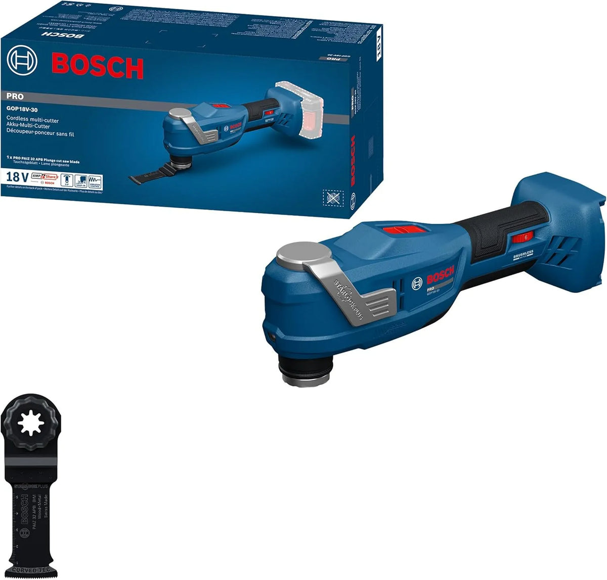 Bosch PRO GOP18V-30 PRO 18V System Outil oscillant sans-fil GOP18V-30 avec lame plongeante