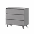 Commode en Bois Composite Gris avec 3 Tiroirs