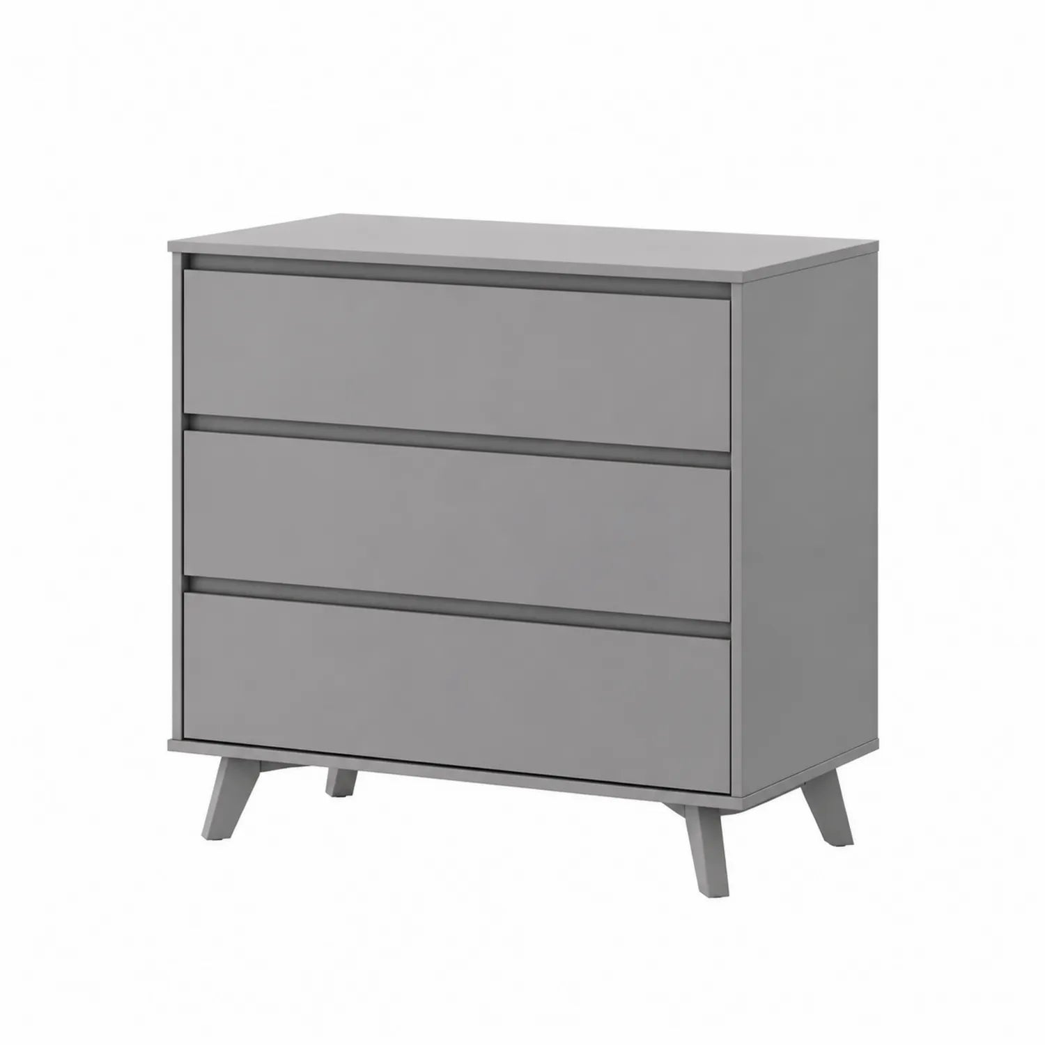 Commode en Bois Composite Gris avec 3 Tiroirs