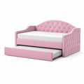 Lit gigogne en velours Rose avec matelas