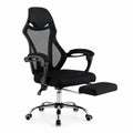 Chaise de bureau en maille noire avec repose-pieds réglable